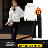 耐克（NIKE）女装套装 秋季新款经典运动大logo卫衣上衣外套休闲长裤 两件套 简约卫衣+宽松长裤 加绒 M/160