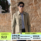 雅戈尔（YOUNGOR）风衣男翻领单风衣锦纶耐穿舒适透气男士上衣外套 GYDF424995YQA卡其 S 165/88A