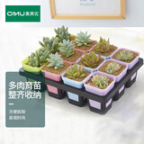 奥美优多肉花盆12孔托架套装育苗小方盆植物塑料多肉托架塑料颜色随机