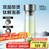 特美刻（TOMIC）抗菌玻璃杯双层纯钛杯办公车载水杯男高档茶杯子男士礼物