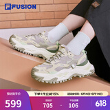 FILA FUSION斐乐女鞋BIANCO老爹鞋季新款硬糖鞋休闲鞋厚底运动鞋女 银云/米色-SA 38