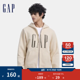 Gap男女装印花字母logo抓绒连帽卫衣休闲660128外套 米色 185/104A(XXL) 亚洲尺码