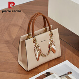 皮尔卡丹（pierre cardin）女包2025新款丝巾手提包妈妈斜挎通勤包生日礼 杏色/棕色 礼盒装