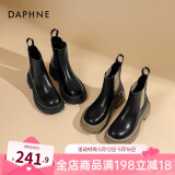 达芙妮官方马丁靴女2024新款靴子女秋冬百搭短靴女烟筒靴厚底切尔西女靴 黑色【新款推荐】 38