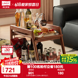 林氏家居岩板茶几客厅可移动小户型边几茶水柜沙发边柜可可系列可选OU2J 【原木色|橡木】实木小推车边几