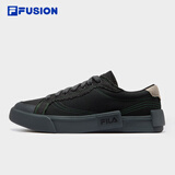 FILAFUSION斐乐潮牌帆布鞋男鞋拼接时尚黑色板鞋男 黑/斑皮棕-BB 39