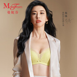 曼妮芬[朱珠同款]性感法式蕾丝无钢圈内衣女薄款聚拢小胸显大胸罩文胸 黄绿色 75B (34)