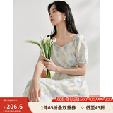 茵曼（INMAN）法式碎花高级感2025夏女新款休闲中长吊带连衣裙子 月蓝连衣裙-18424791 S