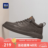 海澜之家HLA男鞋休闲皮鞋子男士板鞋运动鞋HAAXXM1EBF038 棕色44