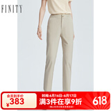 菲妮迪（FINITY）女装休闲裤夏季简约直筒纯色垂感立体修身女士西裤 卡其色 L