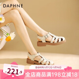 达芙妮官方 罗马凉鞋女2024新品春夏包头鞋复古编织粗跟沙滩鞋软底凉鞋 米色【经典热卖款】 36