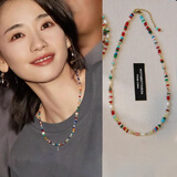 伊灿轻奢彩石多巴胺仿珍珠项链配饰女简约高级感锁骨链2025年新款颈链 轻奢彩石多巴胺项链配饰女
