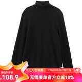 雲上生活秋冬复古休闲磨毛暖绒打底衫温暖内搭长袖高领T恤T6676F 黑色 M