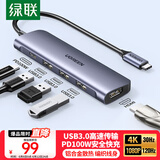 绿联Type-C转HDMI扩展坞雷电4/5拓展坞适用苹果电脑转换器C口转接头Macbookair华为Surface pro9扩展器