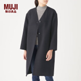 无印良品（MUJI）女式 羊毛混 双面大衣 毛呢外套 秋冬简约风外衣W9AD225 深海军蓝 XL 165/92A