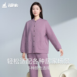 铜牛26新款暖棉开襟家居女套秋冬家居服套装 深褐粉 L (170/95)