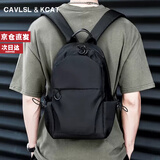 CavlslKcat双肩包男小号休闲旅行小背包男小型书包大学生平板笔记本电脑包 黑色 小号12.9寸 23*14*38cm