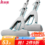 美丽雅 胶棉拖把 家用免手洗拖把对折挤水懒人海绵墩布吸水拖布 灰白玲珑【拖把2把】