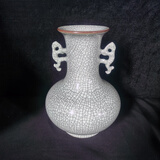 泥之恋景德镇仿古瓷器花瓶花插乾隆天青釉双耳尊瓶古玩古董老收藏品摆件 仿古花瓶摆件