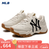 MLB官方老爹鞋女鞋 25年运动鞋男鞋厚底鞋增高情侣款鞋子NY休闲鞋 C1 洋基队/浅米黄色（升级款） 37.5 (235mm)