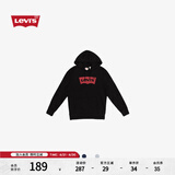 Levi's【特价来袭】李维斯情侣同款经典宽松休闲logo套头连帽卫衣 黑色 19622-0005 S