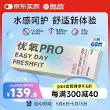海昌优氧PRO日抛隐形眼镜60片装 透明近视眼镜 裸感水润镜片 500度