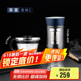 膳魔师（THERMOS）玻璃杯套组400ml双层耐热带滤网泡茶TCGB-400-BL iwaki 促销装 C