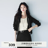 伊芙丽【经典延续】伊芙丽灰色短款拉链休闲卫衣外套女miu风卫衣女 黑色 M 105-115斤