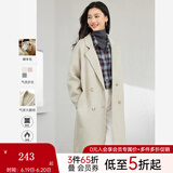 梵希蔓含绵羊毛西装式呢大衣女秋冬高级感双排扣长款过膝毛呢外套 50690 浅咖色 L