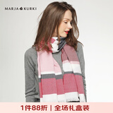 玛丽亚·古琦（MARJA KURKI）羊毛围巾女冬季 礼盒装保暖披肩围巾两用 千鸟格围脖女礼物 红色