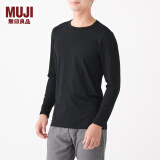 无印良品 MUJI 男式 使用了棉的冬季内衣圆领长袖T恤 69AA452打底衫打底衣 黑色 S