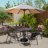 印象阳光户外桌椅庭院藤椅茶桌椅组合庭院阳台休闲室外露天奶茶店一桌四椅 4椅+80CM方桌+2.7米铁杆中柱伞