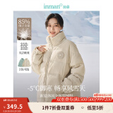 茵曼（INMAN）鸭绒九江羽绒服冬女装新款休闲立领落肩宽松外套大衣上衣 淡香杏 M