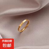 不掉色钛钢满圈爱心戒指女ins小众设计轻奢时尚情侣素圈金色指环 满圈爱心钛钢戒指 美号10号