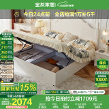全友家居美式板式床1.8米x2米双人大床现代主卧室高箱储物收纳公主床 箱体|床+床头柜*1+2K床垫 1.8*2m