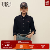Teenie Weenie小熊女装简约春季装复古灯芯绒长袖衬衫棉质衬衣外套 藏青色 S (160)