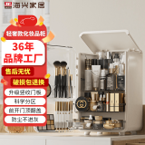 HAIXIN化妆收纳盒防尘收纳柜桌面收纳盒大容量护肤品收纳盒首饰盒高档 升级款竖纹化妆小柜- 28*20*41cm