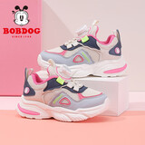巴布豆（BOBDOG）女童鞋软底儿童运动鞋春秋款老爹鞋102533148米/荧玫红34