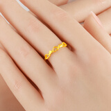 刘大文黄金戒指9999足金男女款心形心连心素圈食指环真金首饰年轻人按克 重约1.93-2.2g(工费30)