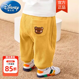 迪士尼（Disney）宝宝裤子春秋新款童装婴儿灯芯绒长裤男童加绒休闲裤冬装女童卫裤 (常规款)黄色  厚款  春秋款 20℃左右 90 cm 建议75-85cm左右