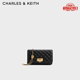 CHARLES&KEITH经典菱格链条小方单肩斜挎包包女包生日礼物七夕礼物CK2-70160131 Black黑色 小包