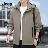 JEEP SPIRIT外套男士休闲轻商务夹克男秋季百搭男装上衣服9907 驼色 XL