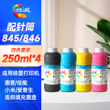 绘威佳能845 846墨盒墨水 适用MG3080 TS3480 TS3380 MG2400 TS208喷墨打印机墨水 250ml彩色填充墨水 四色套装