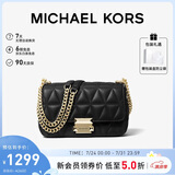MICHAEL KORS礼物轻奢MK女包SLOAN皮质链条单肩斜挎包小号黑色/金色