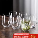 青苹果玻璃杯家用待客杯子喝水绿茶杯果汁牛奶啤酒杯440ml茶水杯六只装