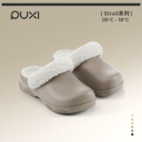 朴西知晤防水棉拖鞋女秋冬季厚底防滑加绒棉拖后跟带款 砂石棕  40-41