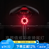 洛克兄弟（ROCKBROS）自行车尾灯type-c充电骑行安全夜骑警示公路山地车尾灯配件 Q1-七色炫彩尾灯（双支架安装)