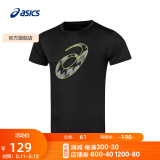 亚瑟士ASICS运动T恤男子跑步短袖透气舒适运动上衣 2011D076-001 黑色 S