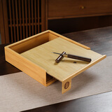 杰艺普洱茶盒黑茶茶饼盒茶刀茶针茶锥茶叶盒子分茶盘竹制单层存茶罐 (典藏)-普洱茶盒+茶针