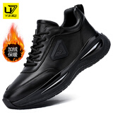 U7品牌男鞋冬季真皮高端厚底休闲皮鞋男士潮流百搭超轻跑步运动鞋子 黑色棉鞋2024970（加绒保暖） 40 皮鞋标准尺码